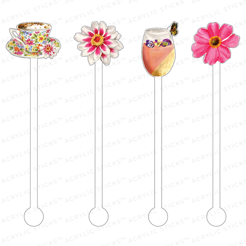 SPRING CAPPUCCINO & COCKTAILS ACRYLIC STIR STICKS COMBO