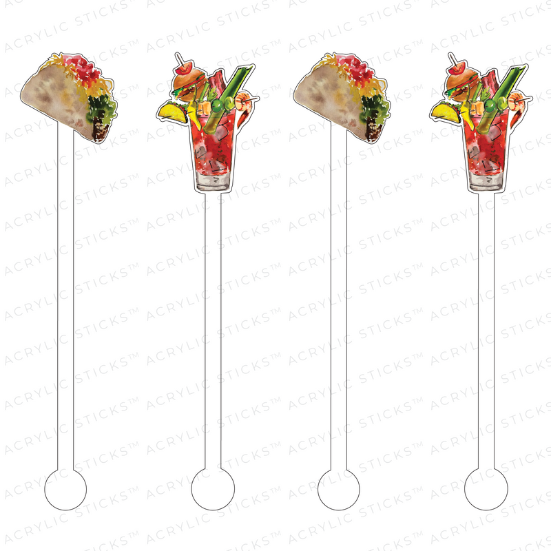 TUESDAY'S ARE FOR TACOS ACRYLIC STIR STICKS COMBO