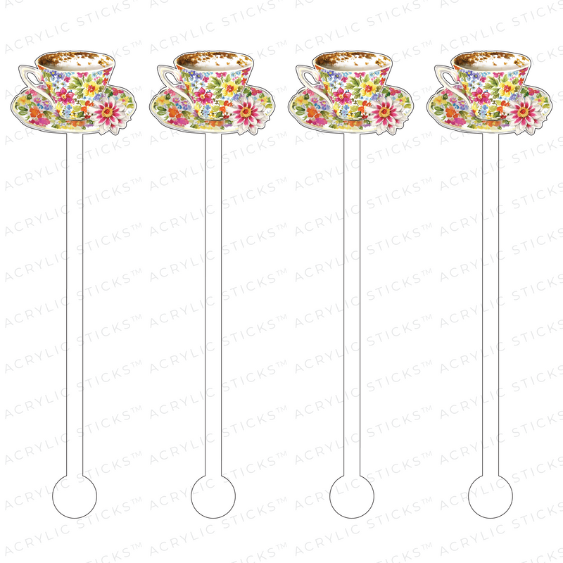 FLOWER EXPLOSION CAPPUCCINO ACRYLIC STIR STICKS
