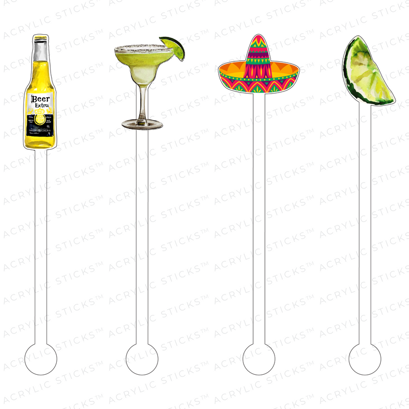 MARGARITAS IN MEXICO ACRYLIC STIR STICKS COMBO