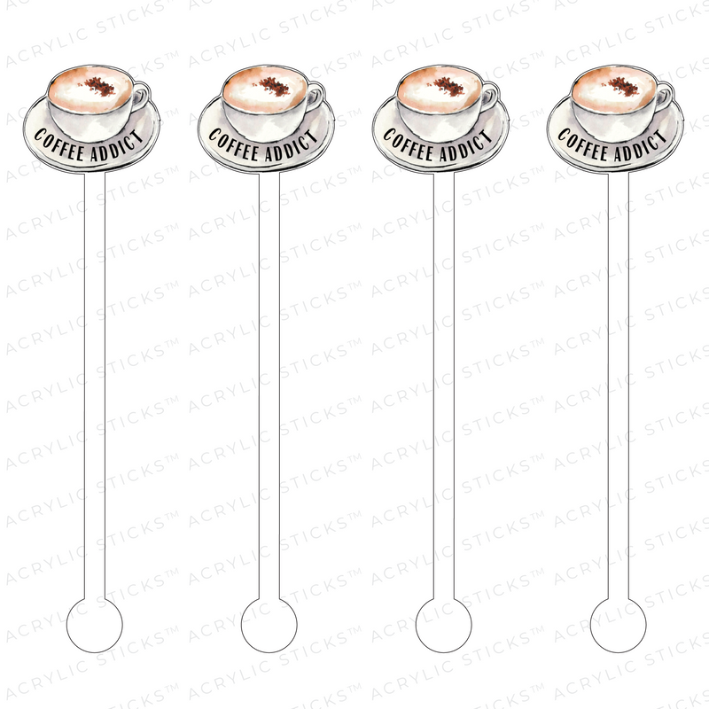 COFFEE ADDICT ACRYLIC STIR STICKS