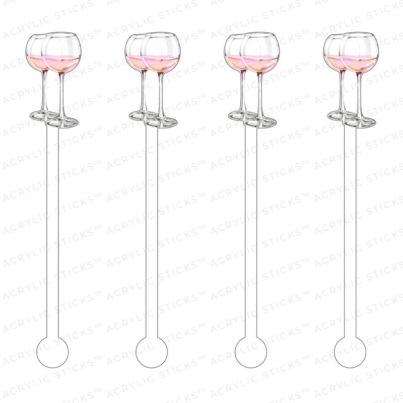 ROSE' WINE GLASSES ACRYLIC STIR STICKS