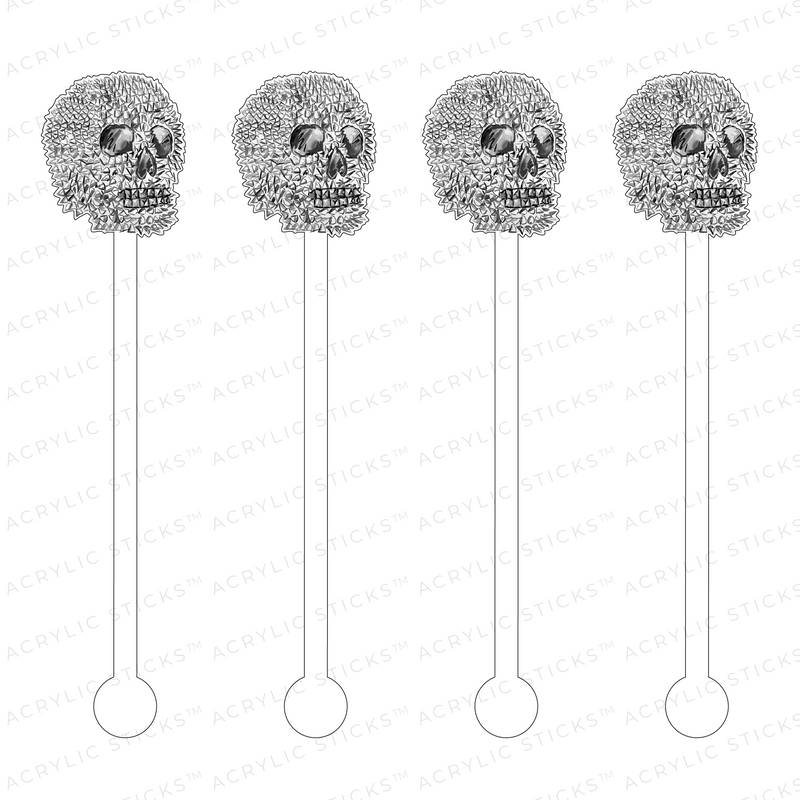 CRYSTAL STUDDED SKULL ACRYLIC STIR STICKS