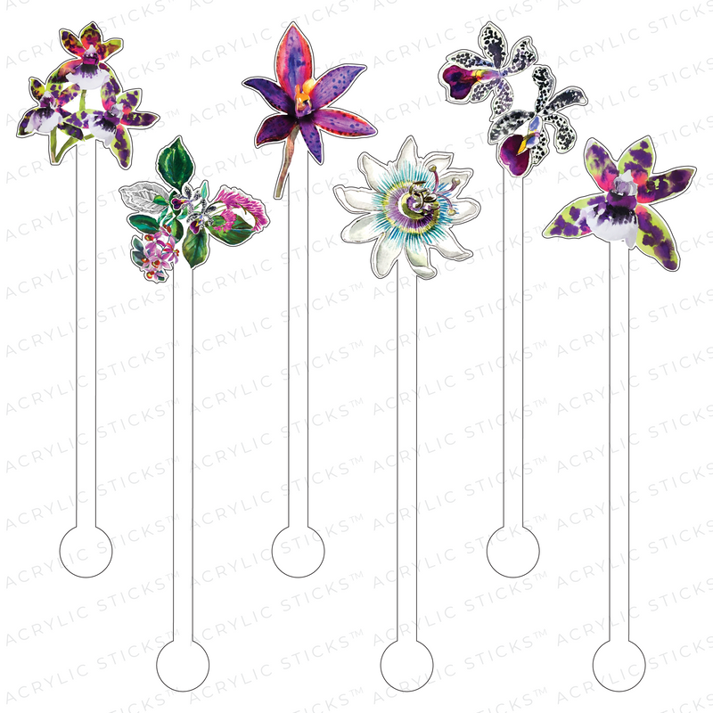 CRAZY ABOUT ORCHIDS ACRYLIC STIR STICKS COMBO
