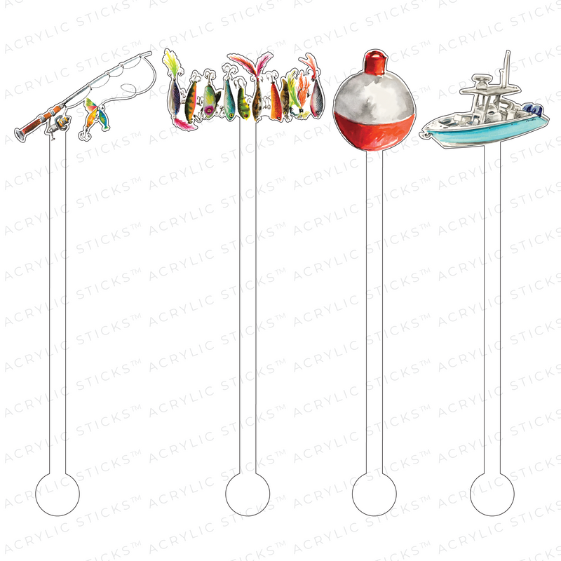 I LOVE FISHING ACRYLIC STIR STICKS COMBO