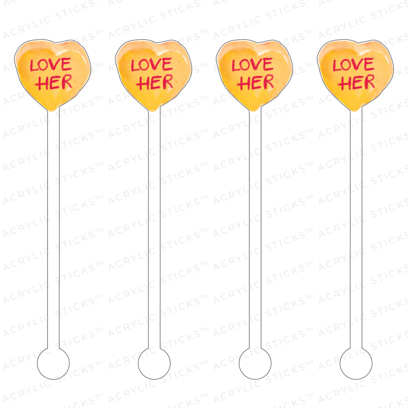 LOVE HER HEART CANDY ACRYLIC STIR STICKS