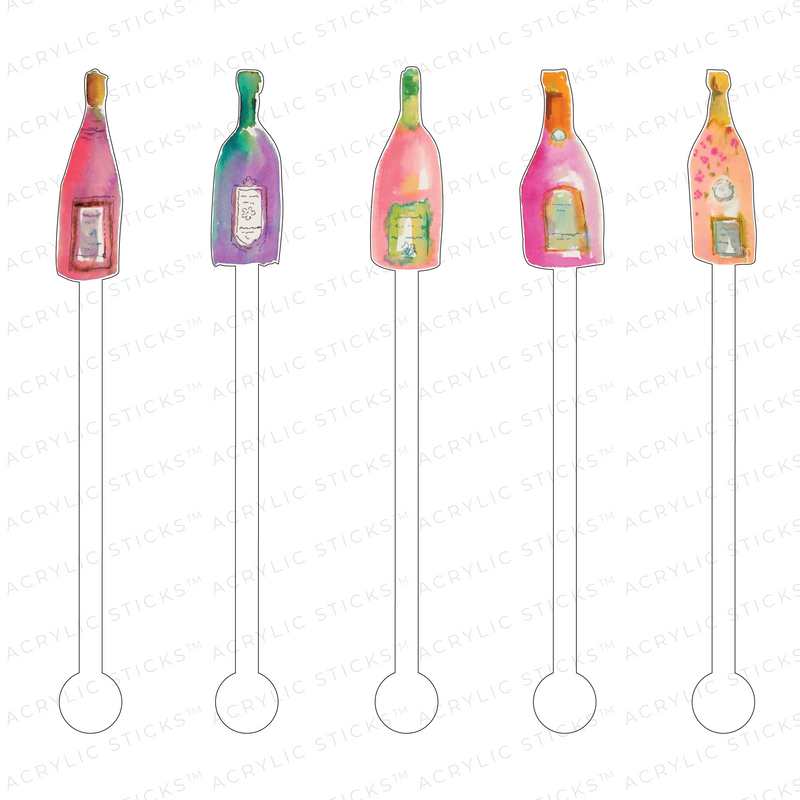 CHAMPAGNE BOTTLES ACRYLIC STIR STICKS COMBO