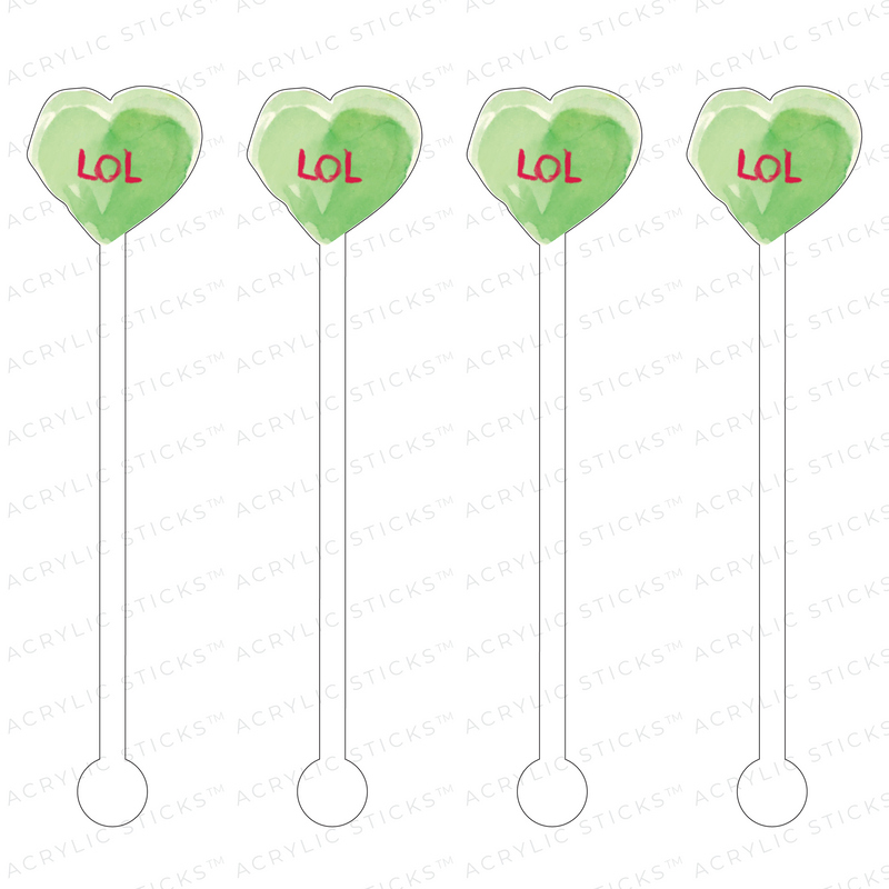 LOL HEART CANDY ACRYLIC STIR STICKS