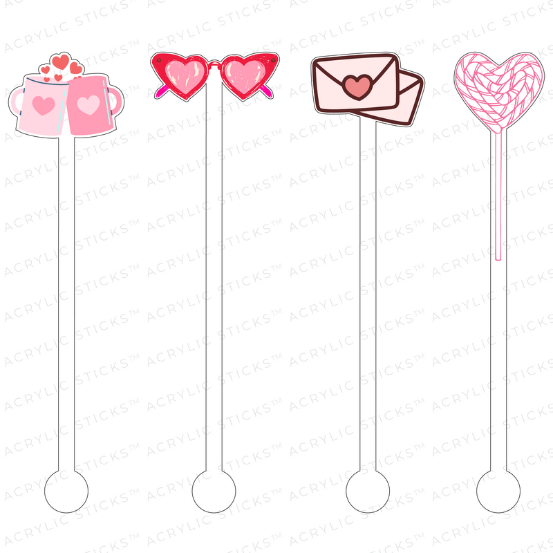 TOO COOL VALENTINE ACRYLIC STIR STICKS COMBO