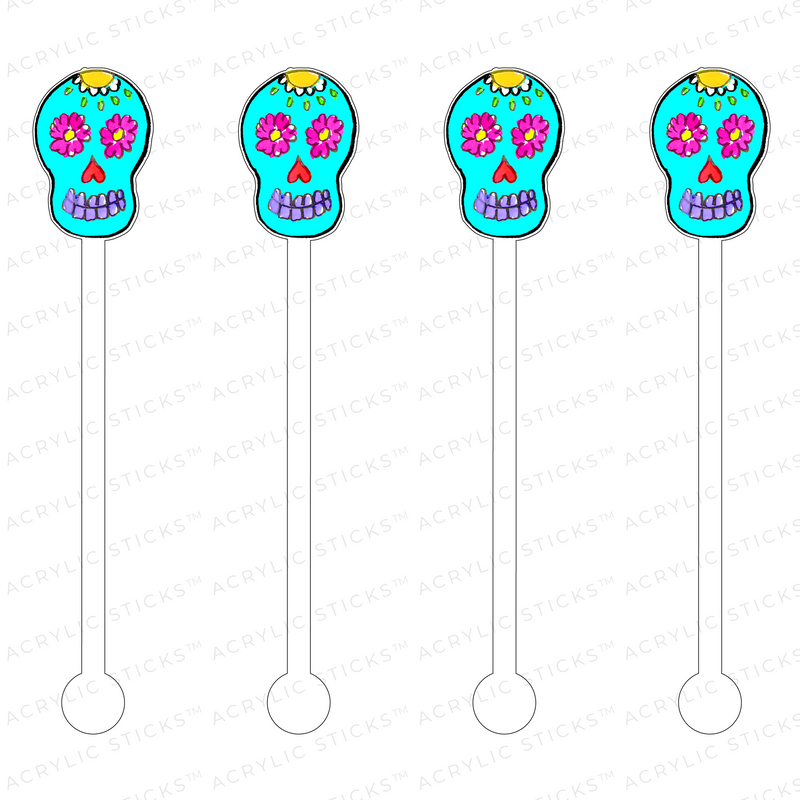 DIA DE MUERTOS SUGAR SKULL AZUL ACRYLIC STIR STICKS