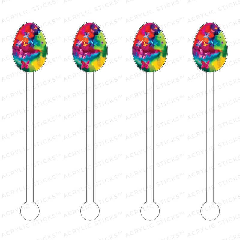 TYE DYE & BUTTERFLIES EASTER EGG ACRYLIC STIR STICKS
