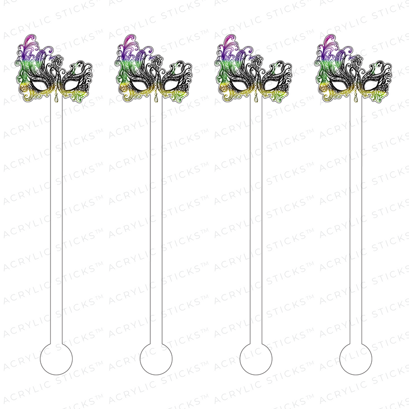 MARDI GRAS OMBRE LACE MASK ACRYLIC STIR STICKS