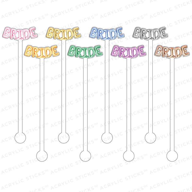 COLORFUL BRIDE BALLOONS ACRYLIC STIR STICKS COMBO