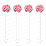 PINK GARDEN PEONY ACRYLIC STIR STICKS