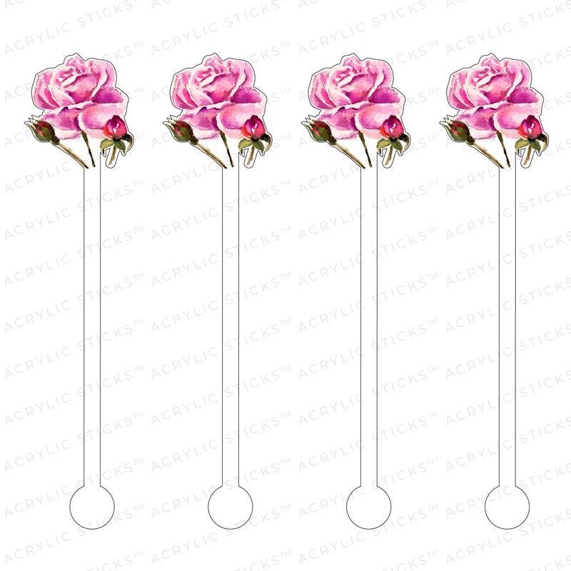 PINK KNOCK OUT ROSE ACRYLIC STIR STICKS
