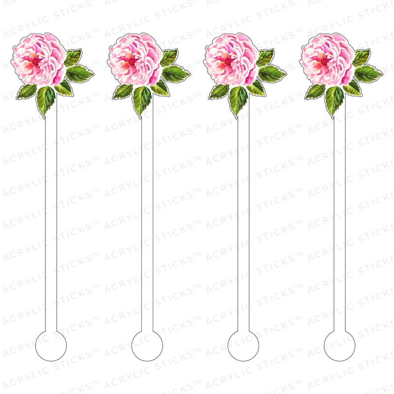 PINK DAMASK ROSE ACRYLIC STIR STICKS