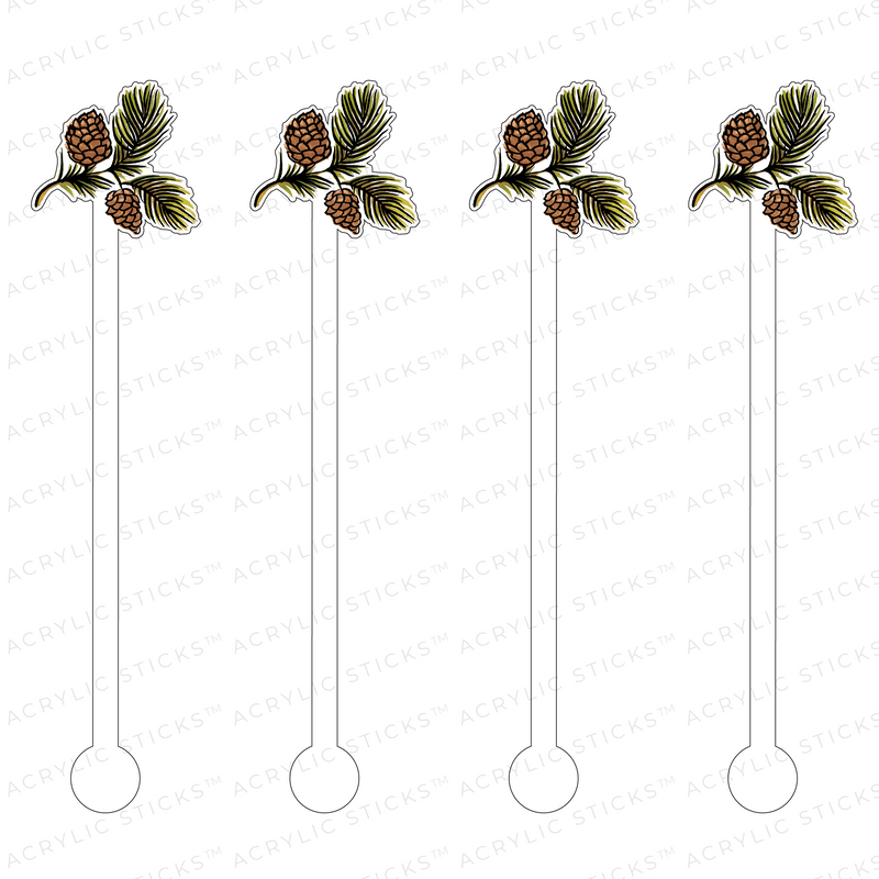 PINE CONE WITH NEEDLES ACRYLIC STIR STICKS