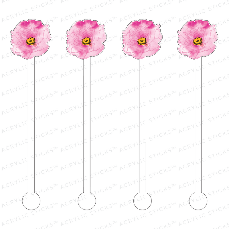 PINK PRETTY BLOOM ACRYLIC STIR STICKS