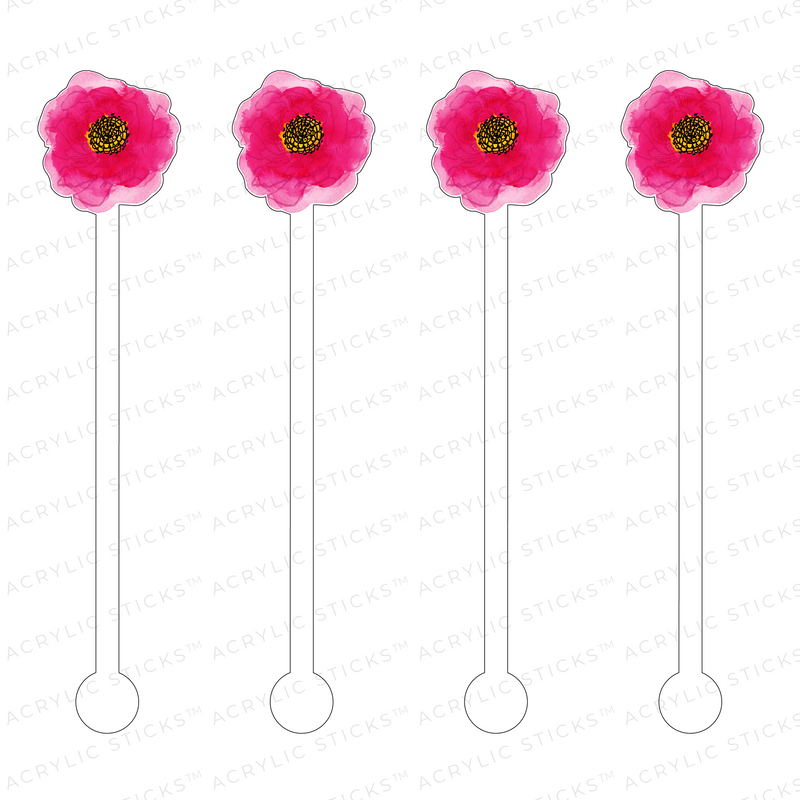 PINK PRISS FLOWER ACRYLIC STIR STICKS