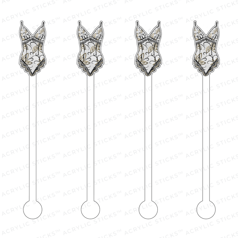 BLACK LACE CORSET ACRYLIC STIR STICKS