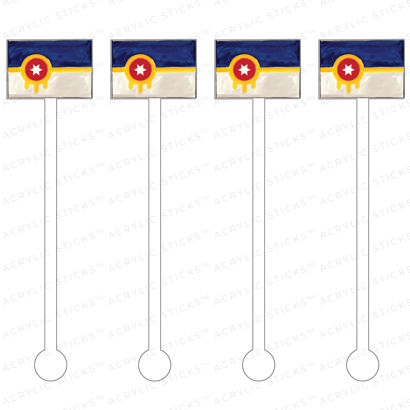 TULSA, OKLAHOMA FLAG ACRYLIC STIR STICKS
