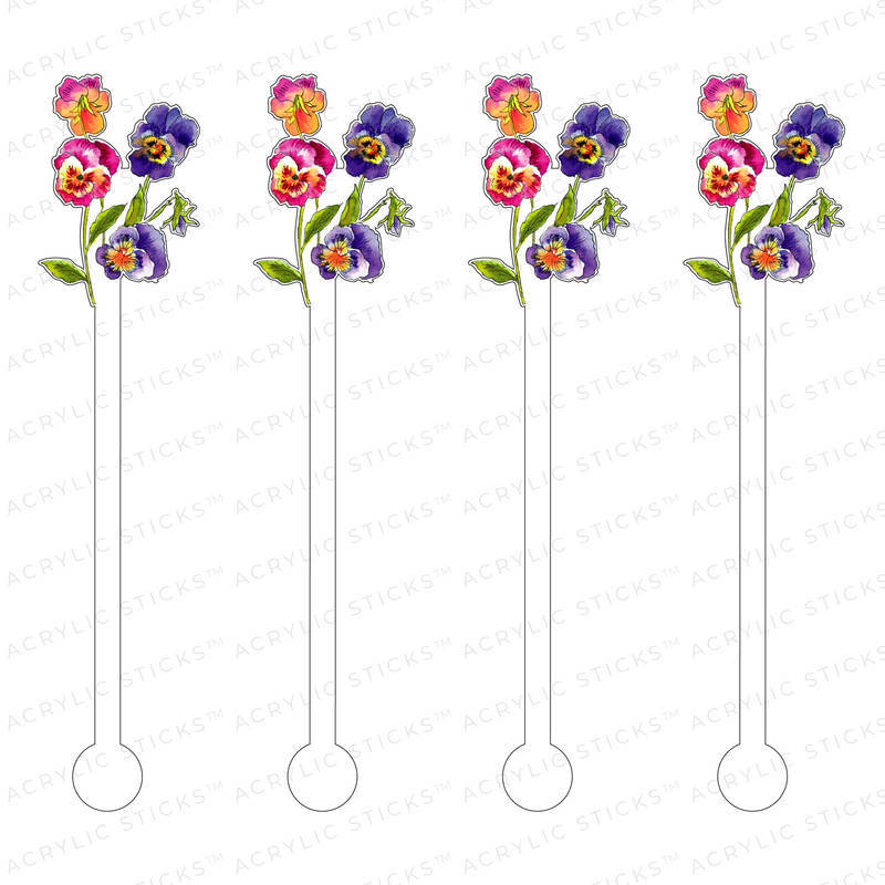 PLAYFUL PANSIES ACRYLIC STIR STICKS