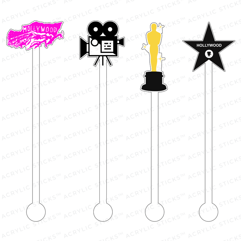 WELCOME TO HOLLYWOOD ACRYLIC STIR STICKS COMBO