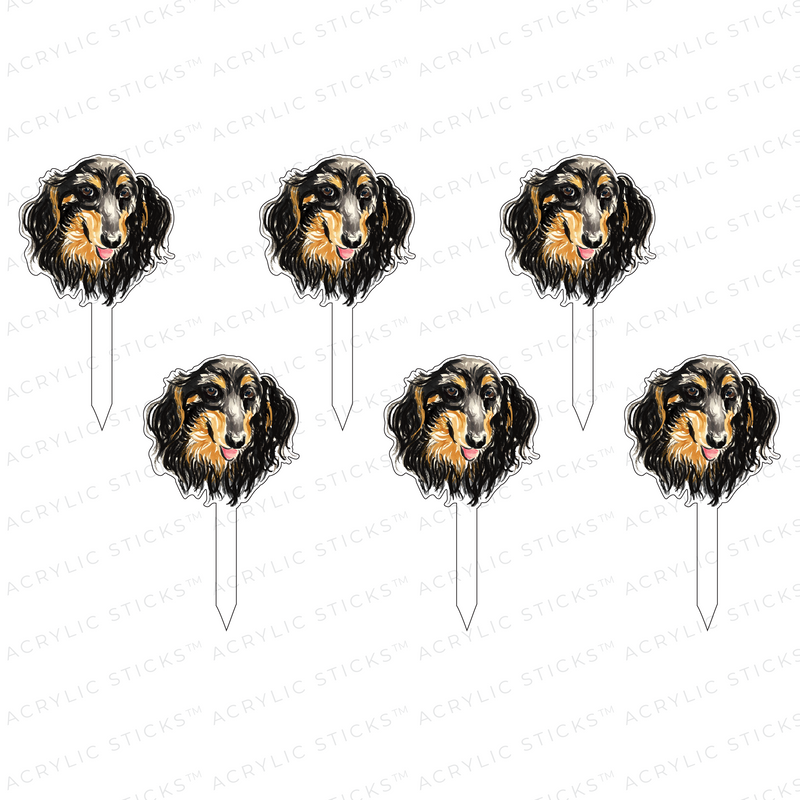 LONG-HAIRED DACHSHUND ACRYLIC PARTY PIK STICKS