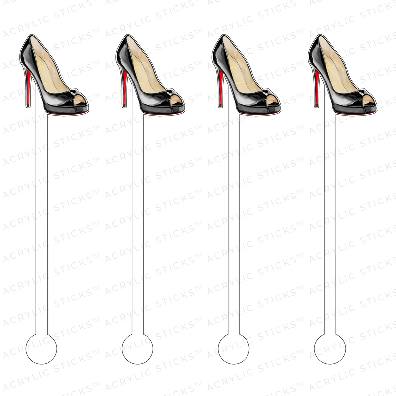 BLACK PEEP-TOE DESIGNER PUMP ACRYLIC STIR STICKS