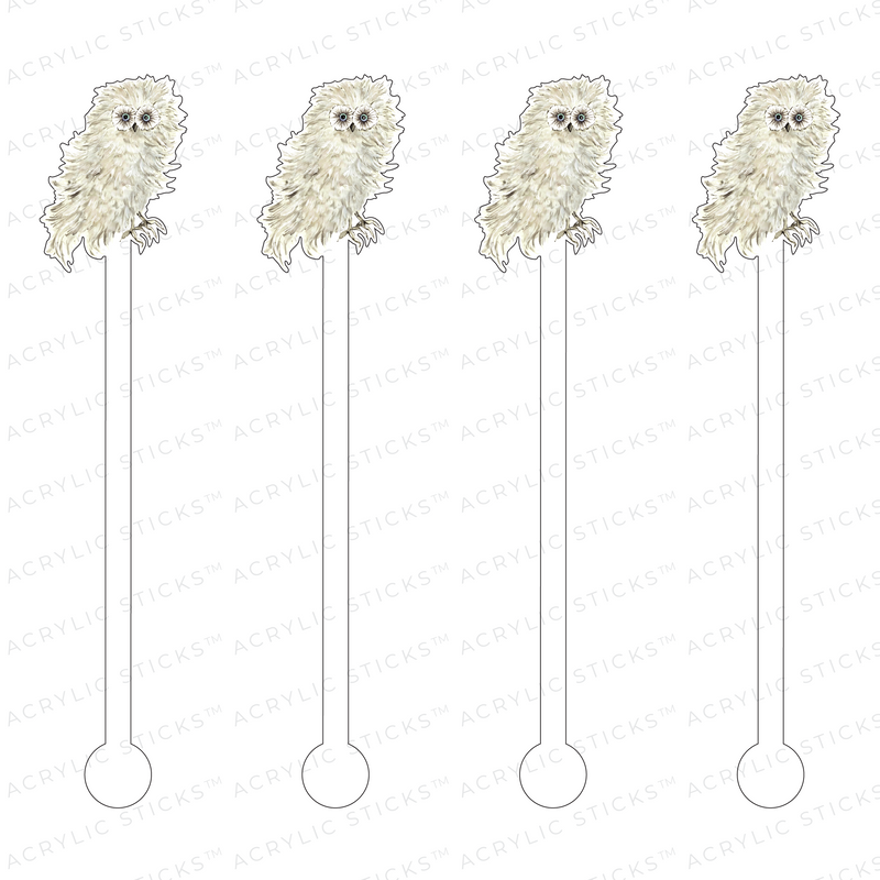 SNOWY OWL ACRYLIC STIR STICKS