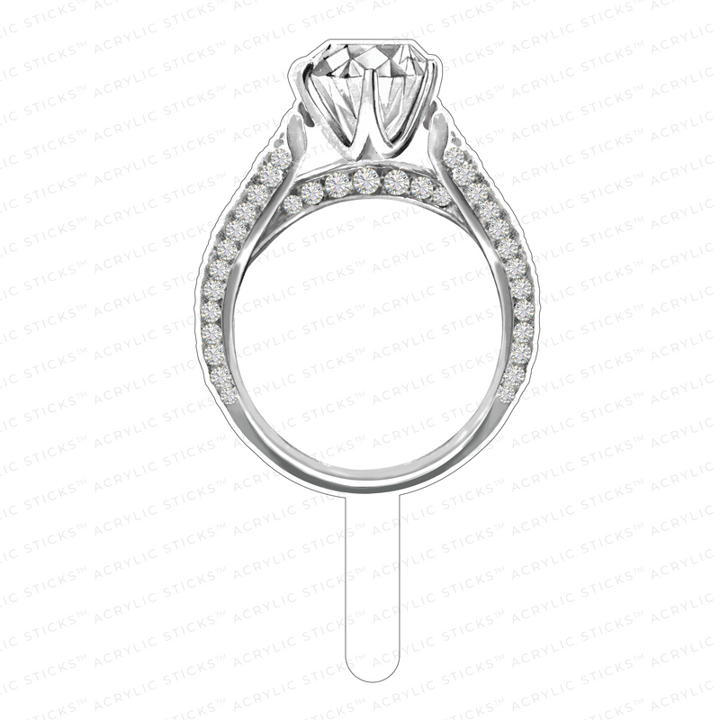 DIAMOND ENGAGEMENT RING ACRYLIC CAKE TOPPER