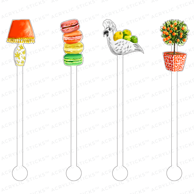 CITRUS BAR CART ACCESSORIES ACRYLIC STIR STICKS COMBO