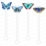 SPRING BUTTERFLIES IN BLUE ACRYLIC STIR STICKS COMBO
