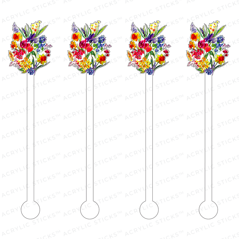 SPRING FLORAL BOUQUET ACRYLIC STIR STICKS