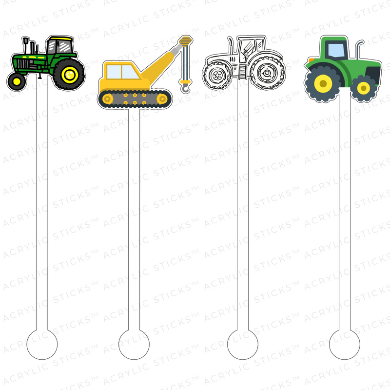 TRACTORS ACRYLIC STIR STICKS COMBO