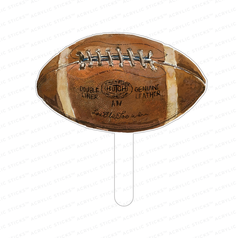 VINTAGE FOOTBALL ACRYLIC CAKE TOPPER