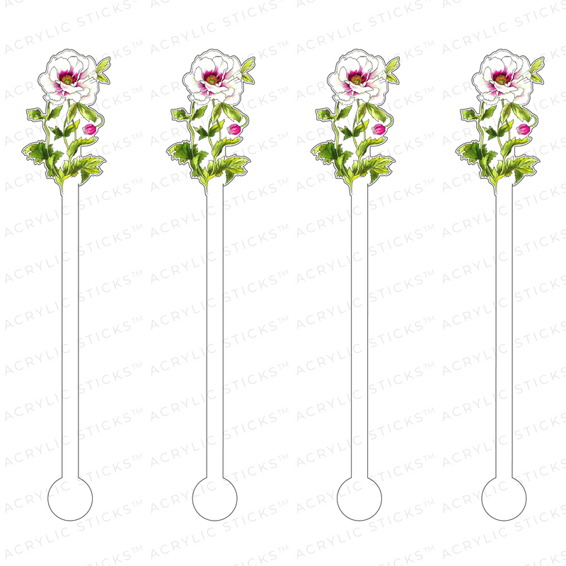 WHIMSY WHITE ANEMONES ACRYLIC STIR STICKS