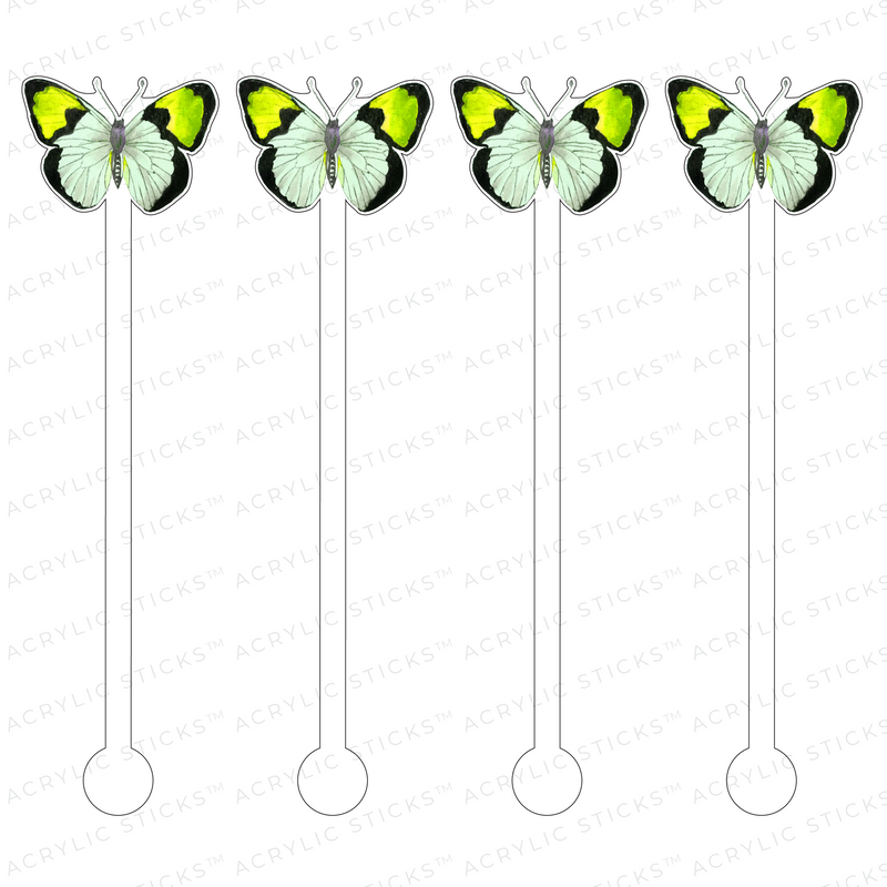 YELLOW CANARY BUTTERFLY ACRYLIC STIR STICKS