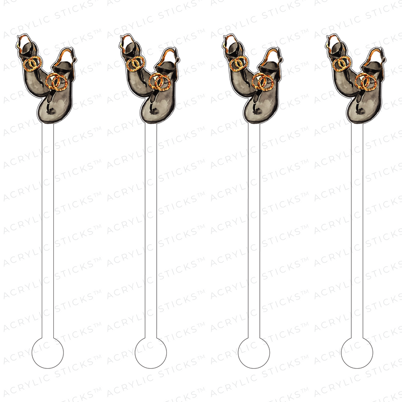 BLACK FLAT HEEL SANDAL ACRYLIC STIR STICKS