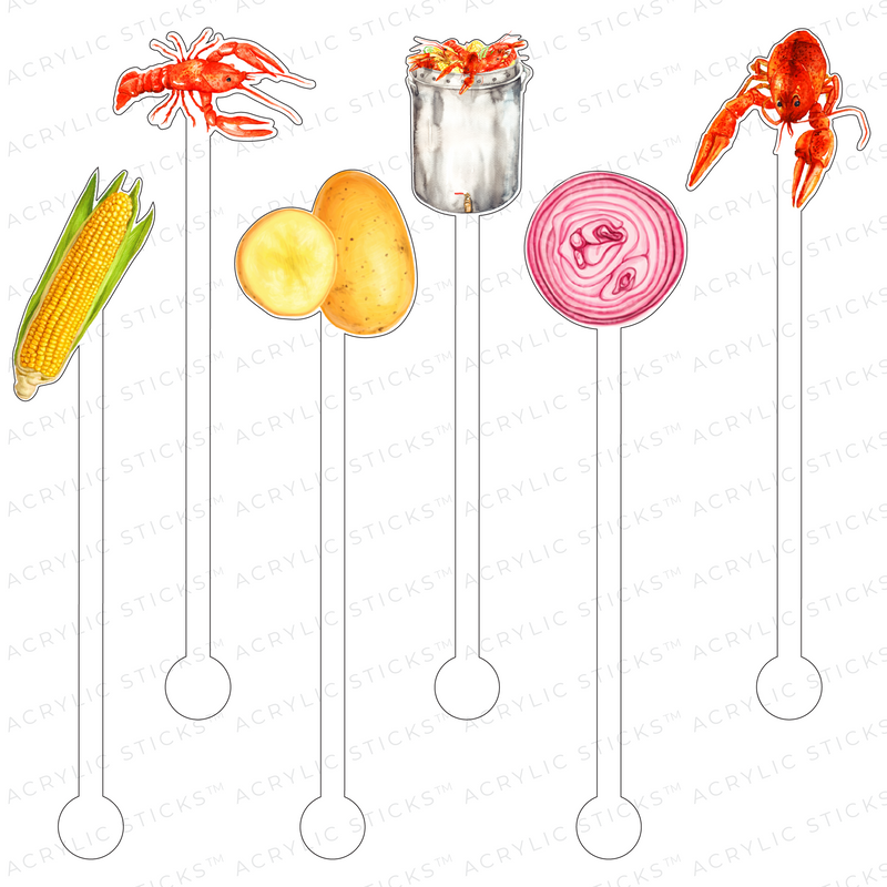 HEARTY CRAWFISH BOIL ACRYLIC STIR STICKS COMBO