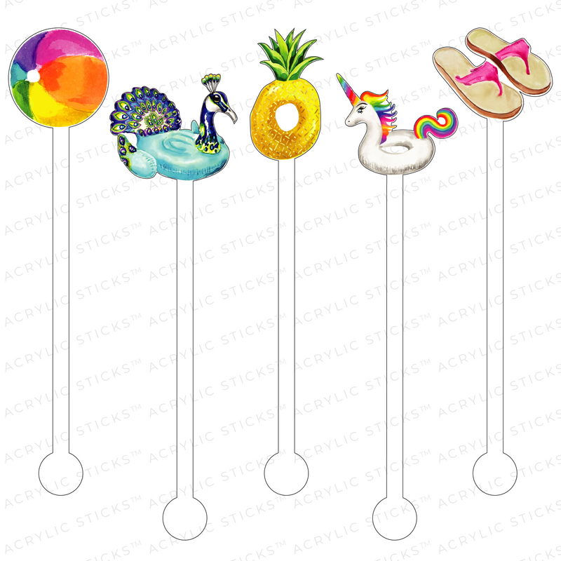 SUMMER DAYS BY THE POOL ACRYLIC STIR STICKS COMBO