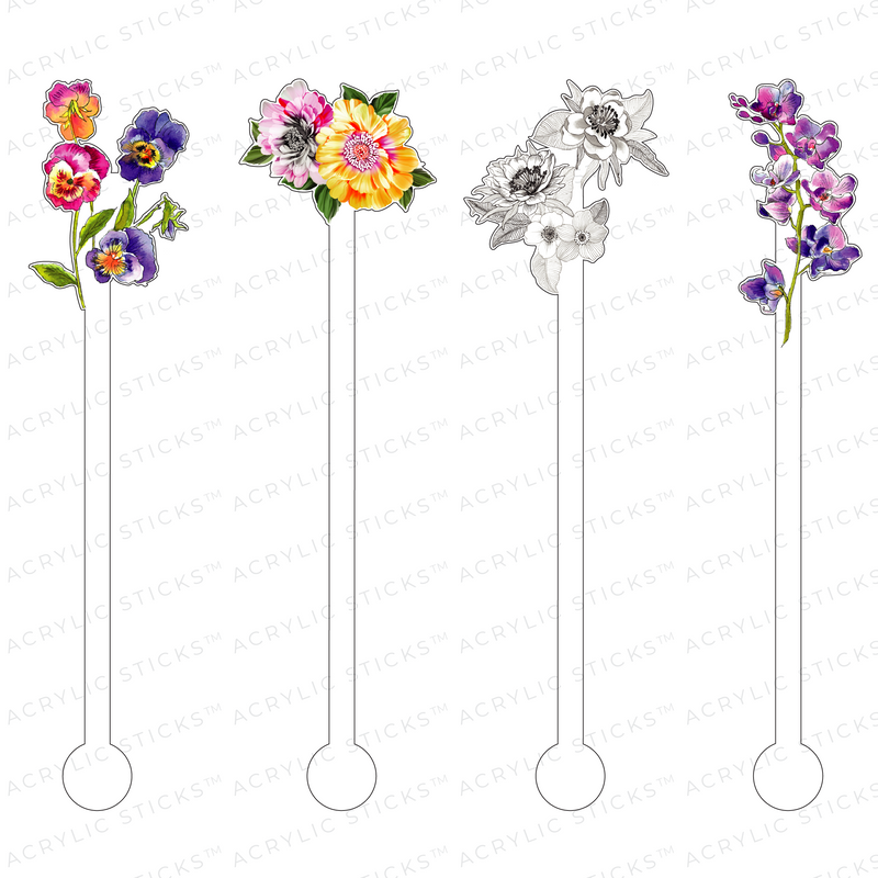 BEAUTIFUL BLOOMS ACRYLIC STIR STICKS COMBO