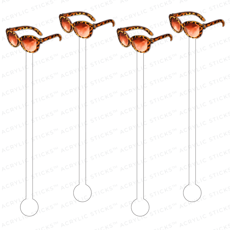 LEOPARD SUNGLASSES ACRYLIC STIR STICKS