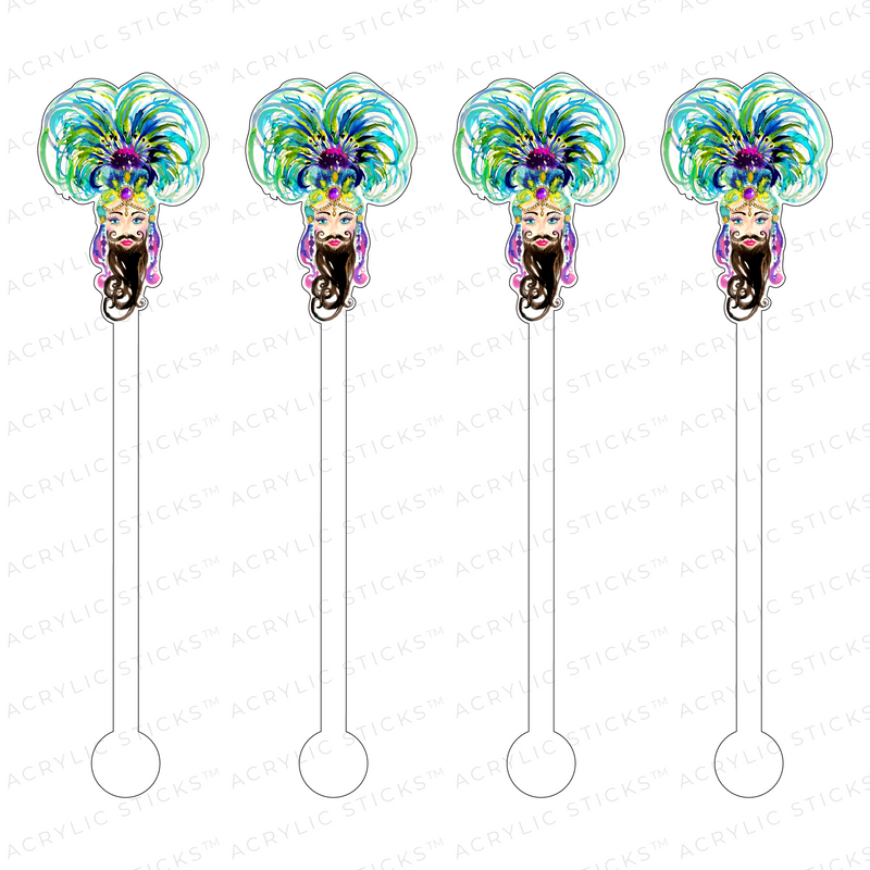BEARDED LADY PROFILE ACRYLIC STIR STICKS