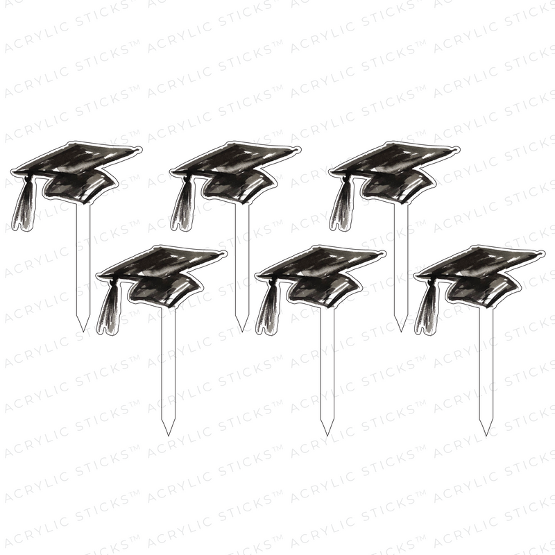 GRAD CAPS ACRYLIC PARTY PIK STICKS