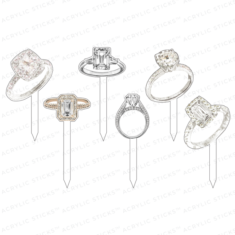 ENGAGEMENT RINGS ACRYLIC PARTY PIK STICKS COMBO