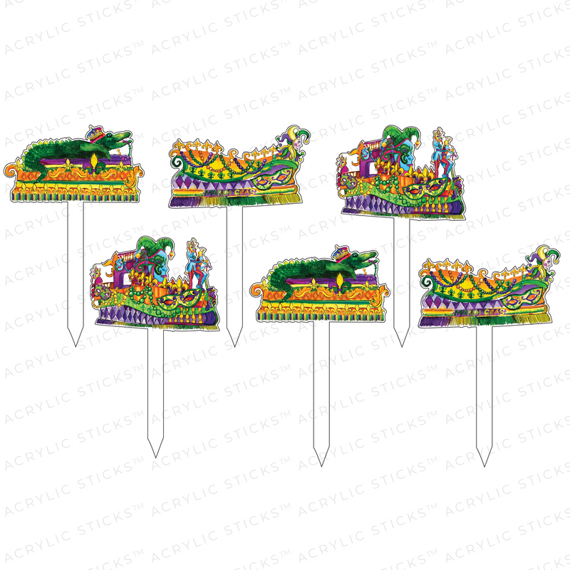 MARDI GRAS FLOATS ACRYLIC PARTY PIK STICKS COMBO