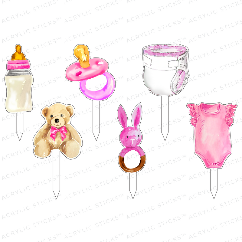 IT'S A GIRL ACRYLIC PARTY PIK STICKS COMBO