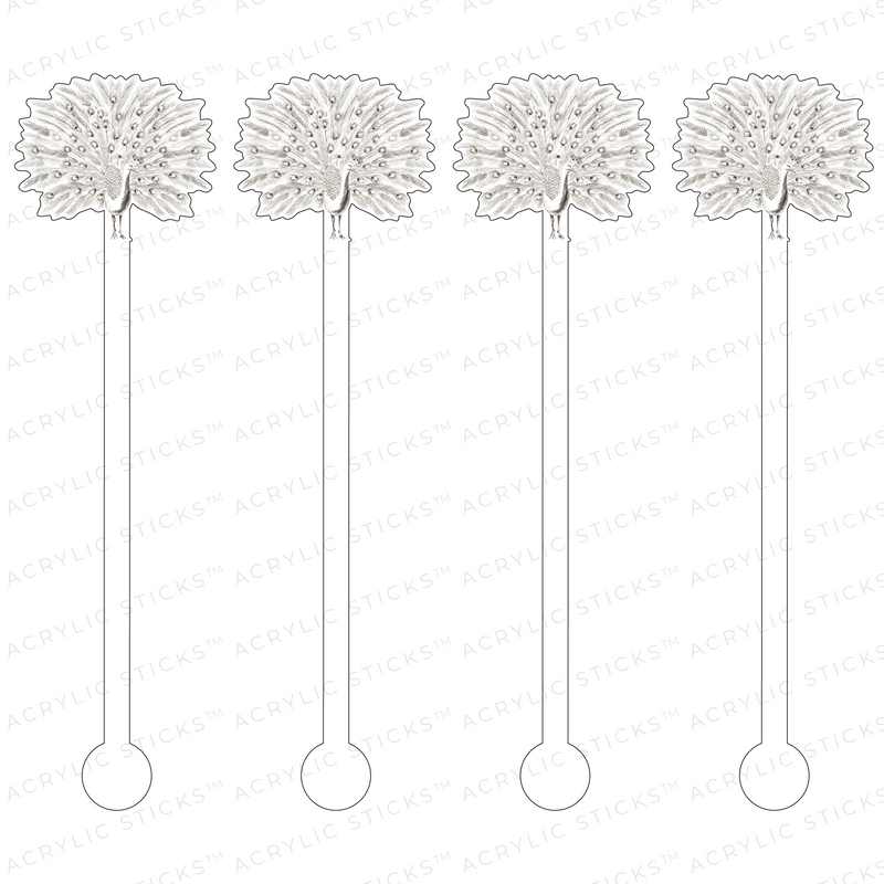 BLACK SKETCH PEACOCK ACRYLIC STIR STICKS