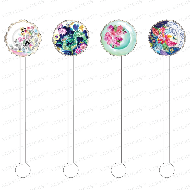 DECORATIVE PLATES ACRYLIC STIR STICKS COMBO